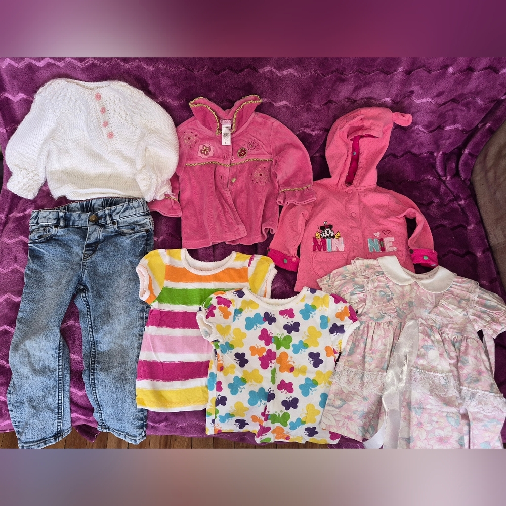 Girls 9-18 Month Clothes Lot Garanimals Disney Vintage Dress Sweater Jeans